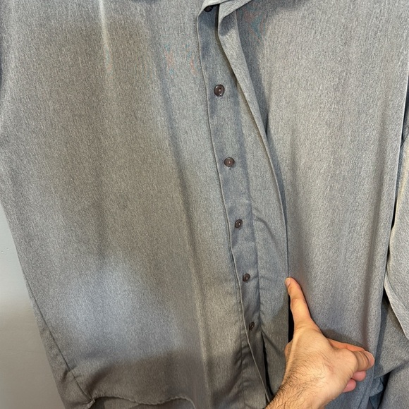 ELLIOTT Men’s Gray Button-Up Long Sleeve Collar Shirt Med 15-15.5 100% Polyester - Picture 9 of 16